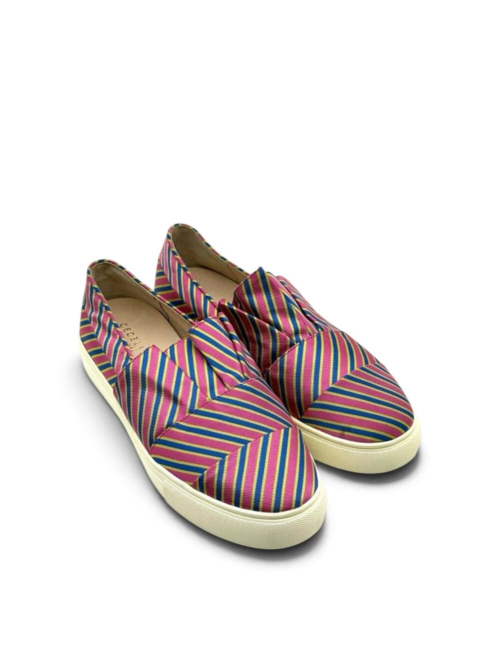 Cecelia New York Rooney Slip On Loafer Shoes Pink Blue Yellow Stripe 9
